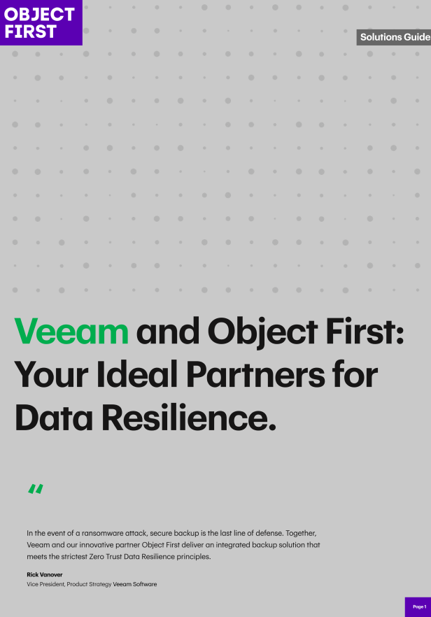 Veeam and Object First Joint Solutions Guide cover